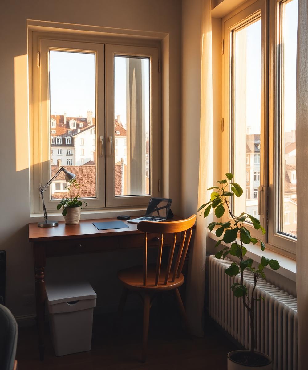 Arbeitsecke mit Blick über Wiener Dächer